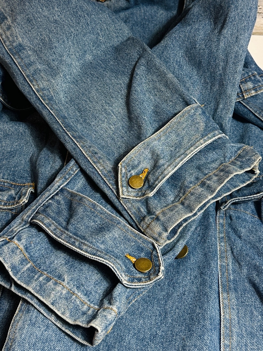 Vintage 80’s Avon Fashions Denim women's Double-Breasted Trench Coat size M - Picture 5 of 14